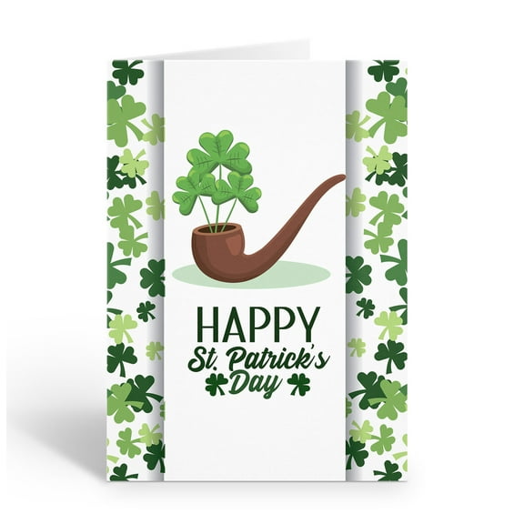 Luck Pipe Happy St. Patrick's Day Greeting Card - 12 Cards with Envelopes - St.