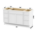 thumbnail image 3 of 54 in. W x 21 in. D x 32.5 in. H Freestanding Bathroom Vanity Cabinet without Top in White, 3 of 6