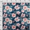 thumbnail image 3 of oneOone Cotton Poplin Twill Teal Blue Fabric Leaves & Clover Sewing Material Print Fabric By The Yard 56 Inch Wide, 3 of 6