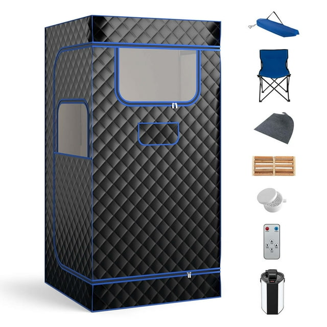 Costway Portable Steam Sauna for Home Full Body Sauna Box with 3L Steam Generator Black