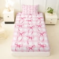 thumbnail image 3 of Erosebridal Cute Bowknot Kids Twin Sheet Sets, Buffalo Plaid Bedding, 3-Piece, 3 of 5