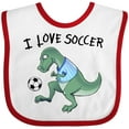 thumbnail image 3 of Inktastic I Love Soccer-Dinosaur in Blue Boys or Girls Baby Bib, 3 of 4