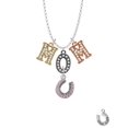 thumbnail image 2 of Delight Jewelry Silvertone Beaded Pink Crystal Horseshoe with Good Luck Multi-Colored Crystal Mom Charm Necklace, 2 of 5