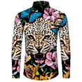 thumbnail image 4 of Camisa elegante para hombre con estampado de leopardo en 3D, cuello vuelto, botones, manga larga, ropa de calle vintage para hombre y mujer, camisetas, 4 of 5