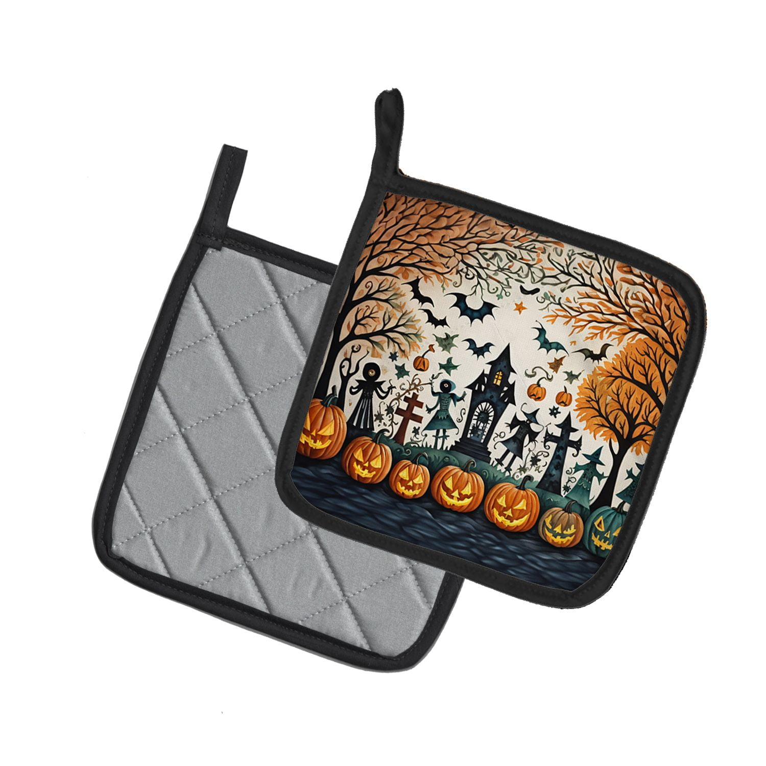Halloween Pair of Pot Holders 7.5x7.5 Inch Heat Resistant Kitchen Decor