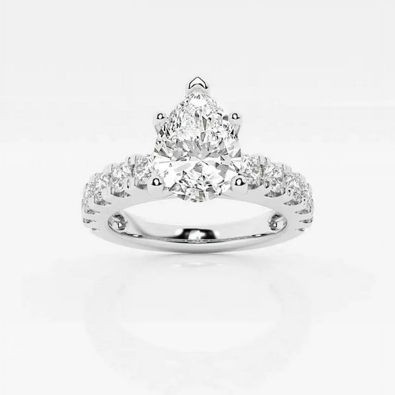 Cloud Jewelry 1.5 Ct White Moissanite Ring for Women's - 14k White Gold Plated Ring - Engagement Wedding Teardrop Ring for Her - Jewelry Women Rings Wedding 14k - Graduation Gift