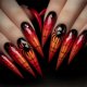 thumbnail image 1 of Halloween Spiders Web Design Red Almond Long Fake Nail With Ghostly Art Lightweight ABS Artificial Nail For Women Party, 1 of 4