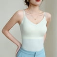 thumbnail image 4 of Summer Tank Tops For Women Plus Size Causal Solid Color Sleeveless Spaghetti strap V-Neck Pullover tops Women Camisoles With Built In Bras Under $7 White M, 4 of 7