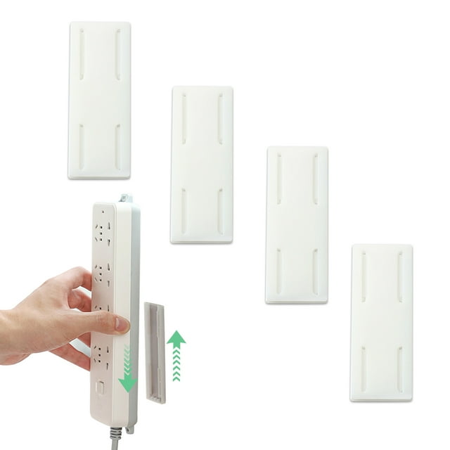 Adhesive Socket Holder, Wall Mount Home Power Strip Fixator, Cable Management Punch Free Surge Protector, Self-adhesive Desktop Socket Fixer for Socket Storage