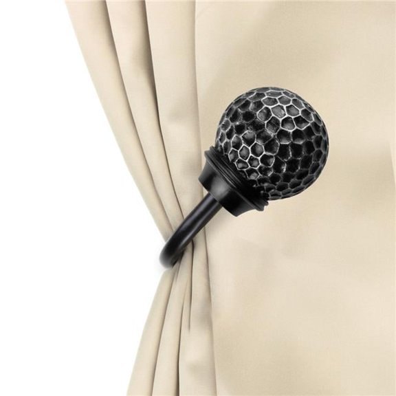 Central Design 4885-032 Nicholson Curtain Holdback Set, Black - Set of 2