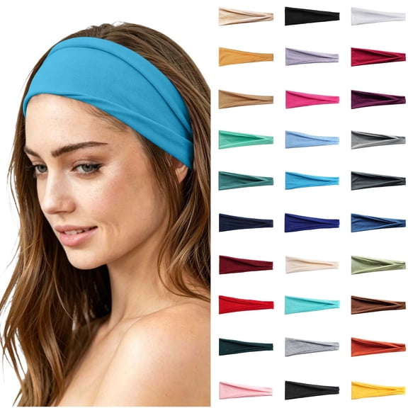 Fewfanhot Women Sports Headbands Stretchy Wide Soft Non Slip Workout Hair Bands Elastic Daily Hair Accessories