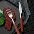 thumbnail image 4 of Stainless Steel Cutlery Set7.87x1.18x1.97in,Wood Handle Knife Fork Spoon Utensils Durable RustResistant Flatware for Everyday Dining & Formal Meals(Silver), 4 of 7