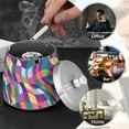 thumbnail image 4 of Yayeee Ashtray with Lid for Cigarette Smokeless Stainless Steel Home Ash Holder, Colorful Wavy Pattern, 4 of 7