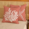 thumbnail image 2 of Orange Starfish Pillow Covers 18x18 Inch Set of 2, Nautical Ocean Coastal Coral Throw Pillows Spring Summer Decorations Linen Pillowcase Outdoor Decor Farmhouse Cushion Case for Home Holiday, 2 of 6