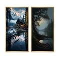 thumbnail image 2 of Designart "Mysterious Morning By the Lakehouse" Lakehouse Framed Wall Art Set Of 2 - Lake House Blue Framed Canvas Set For Living Room Decor, 2 of 6