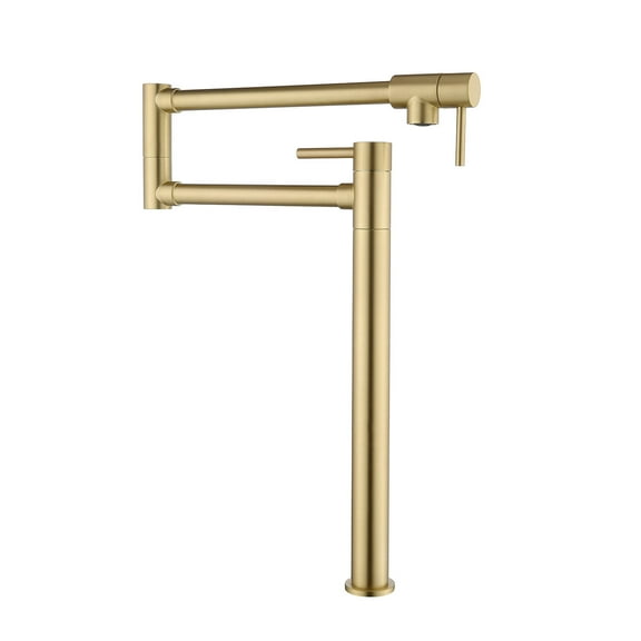 Pull Down Kitchen Faucets, Pot Filler Faucet with Extension Shank, Brushed Gold Stainless Steel Kitchen Faucets,Brass Single Handle Kitchen Faucets, Kitchen Faucets