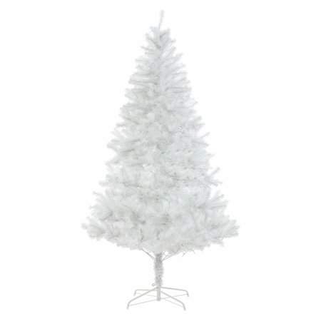 LuxenHome 7ft Pre-Lit LED Artificial White Full Fir Christmas Tree