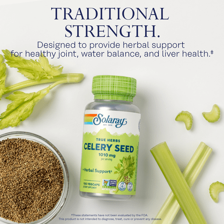 Solaray Celery Seed 1010mg | Healthy Cardiovascular, Liver, Water Balance & Joint Support | Whole Seed w/ Phytochemicals & Flavonoids | Non-GMO | 100ct