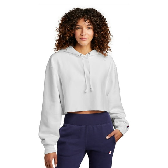 Champion Women's Reverse Weave Cropped CutOff Hooded SweaT-Shirt RW01W