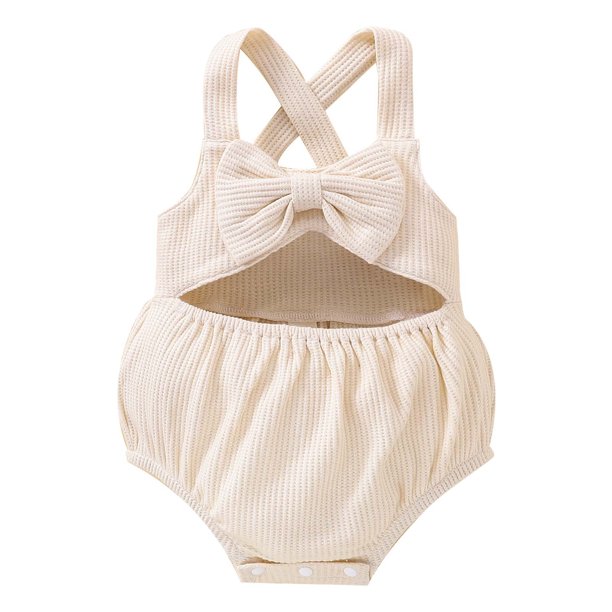 Body De Bebé Canastilla Onesies Para Niño Pequeño Verano Niña Tirantes Mariposa Chaleco Pantalones Cortos Mameluco Mono Beige Odeerbi LM103-5994