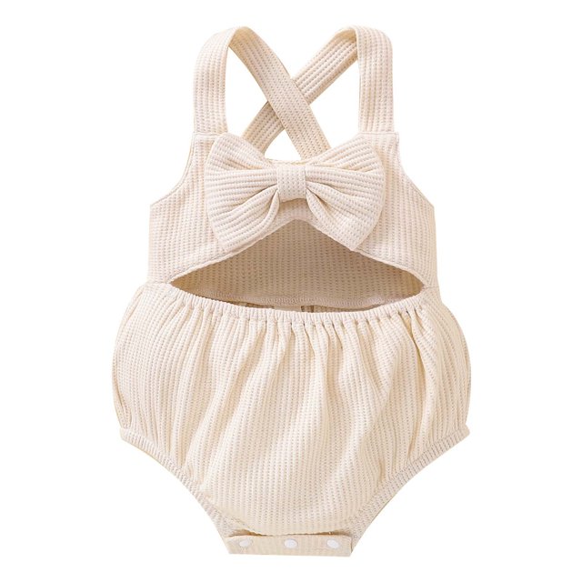 Body De Bebé Canastilla Onesies Para Niño Pequeño Verano Niña Tirantes Mariposa Chaleco Pantalones Cortos Mameluco Mono Beige Odeerbi LM103-5994