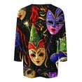 thumbnail image 4 of SOOMLON Mardi Gras Tops for Women Carnival Outfits Tuesday Party 3/4 Sleeve Tshirts Fancy Mask Print Tops Trendy Scoop Neck Shirts New Orleans Holiday Blouses 2025 Purple XL, 4 of 5