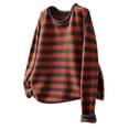 thumbnail image 2 of Bovemsi Sweaters for Women Cozy Women's Cotton O Neck Striped Long Sleeve Loose Pullover Tops Fall Sweaters, 2 of 4
