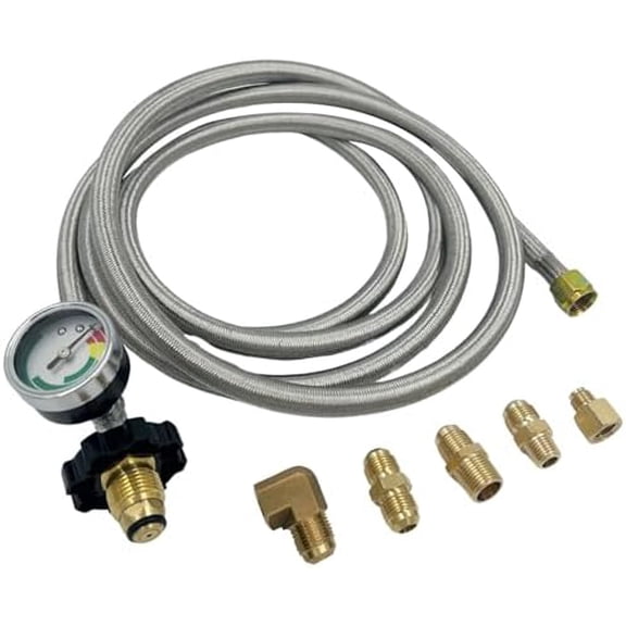 Propane Gas Hose 3/8" Fittings 1/4" NPT Male 3/8" Male Flare 1/4" Inverted Male Flare Elbow Fitting Muti Universal Kit POL Tank Regulator Pigtails 10FT$$Garden & Patio