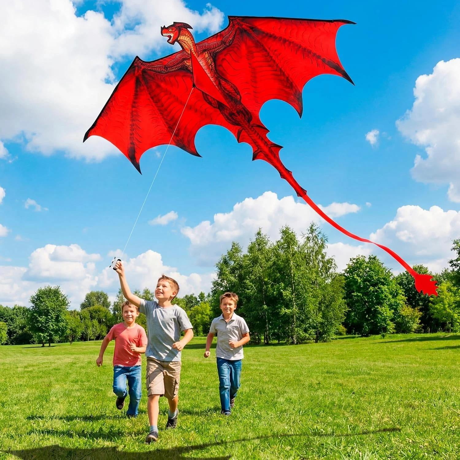 Dragon Kites for Kids and Adults, Easy to Fly Large Single Line Kite for Kids...