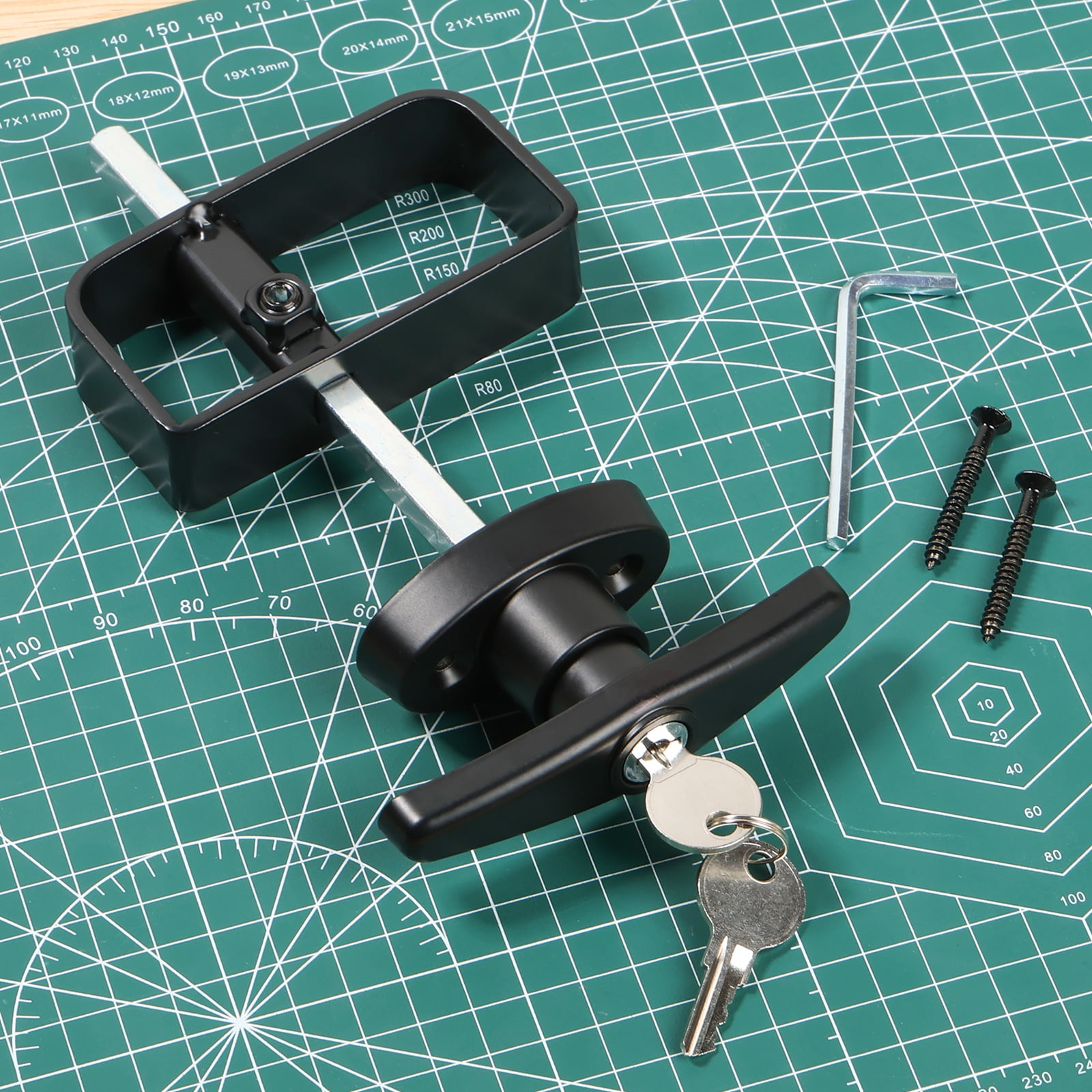2Pcs Shed Door Latch T Handle Lock Kit with 4 Keys and 4 Screws 5-1/2inch Stem Shed Door Handle Lock Zinc Alloy Shed Door Hardware Easy to Install for Shed Gate Barn Playhouse