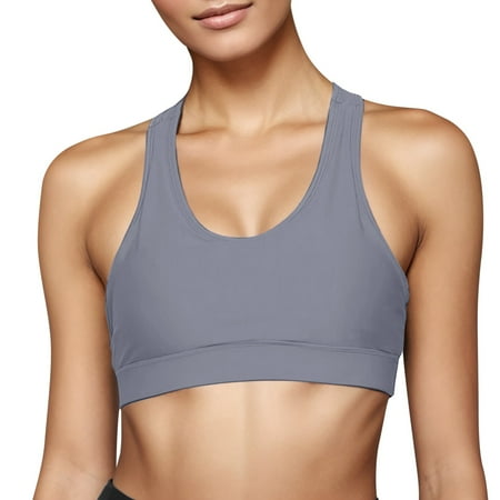 Tiqkatyck Womens Summer Tops Clearance  Women Fitness Beautiful Hot Alluring Yoga Racerback Plug Cell Phone Pocket Yoga Bra Sports Bra Camisole Tops for Women Tank Tops for Women 2024 Grey S