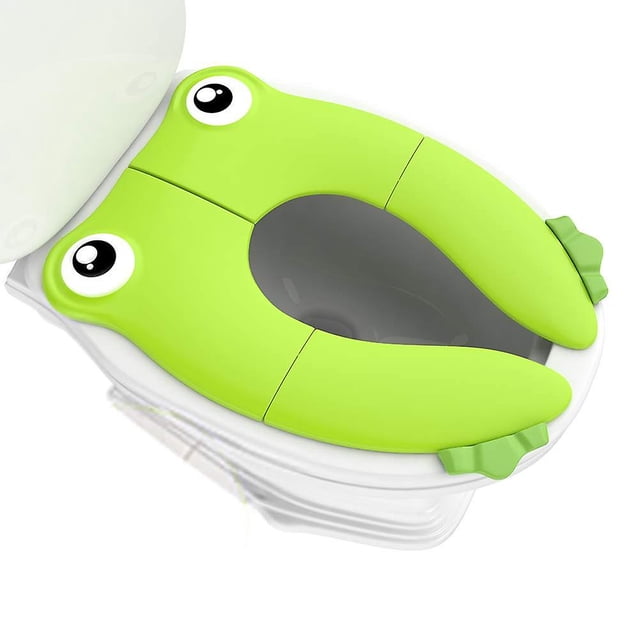 Asiento de entrenamiento para el baño con cojín de silicona antideslizante grande plegable portátil, adecuado para niños y niñas, asientos de inodoro para niños pequeños