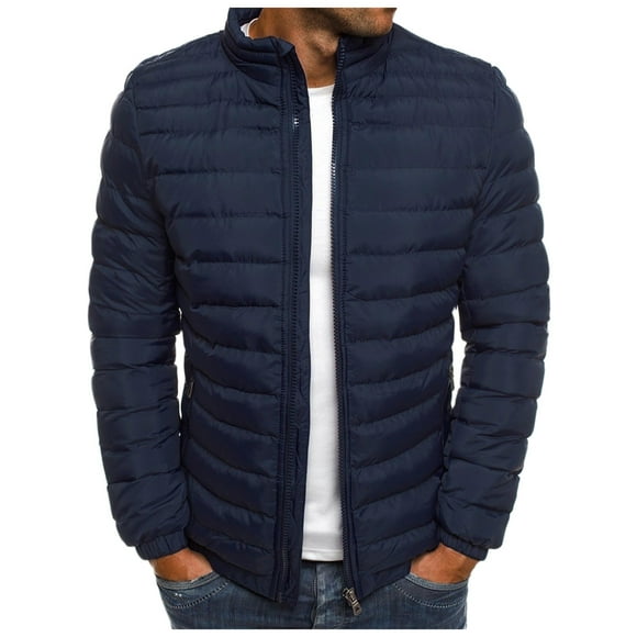 2025 Men's Parkas Men's Autumn and Winter Coat Plus Size Men Leisure Plus Size Zip Down Jacket Men Pocket Cotton-Padded Jacket Coat Warm Dress Coats for