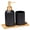 gold head-Black, variant on Set of 3 Ceramic Soap Dispenser Set with Storage Tray and Toothbrush Cup for Bathroom Countertop Display Decoration