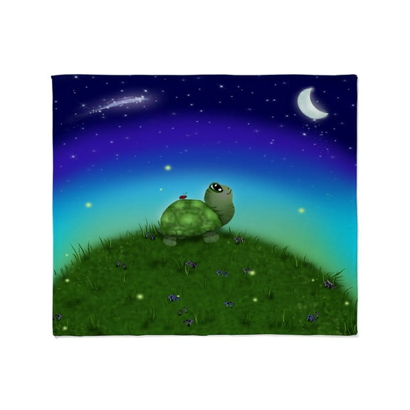 CafePress - Turtle Moon And Stars (Wb) Throw Blanket - Soft Fleece Throw Blanket, 50"x60" for All Ages