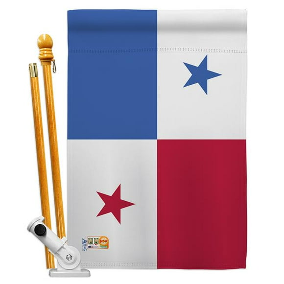 Americana Home & Garden AA-CY-HS-140182-IP-BO-D-US18-AG 28 x 40 in. Panama Flags of the World Nationality Impressions Decorative Vertical Double Sided House Flag Set & Pole Bracket Hardware Flag Set
