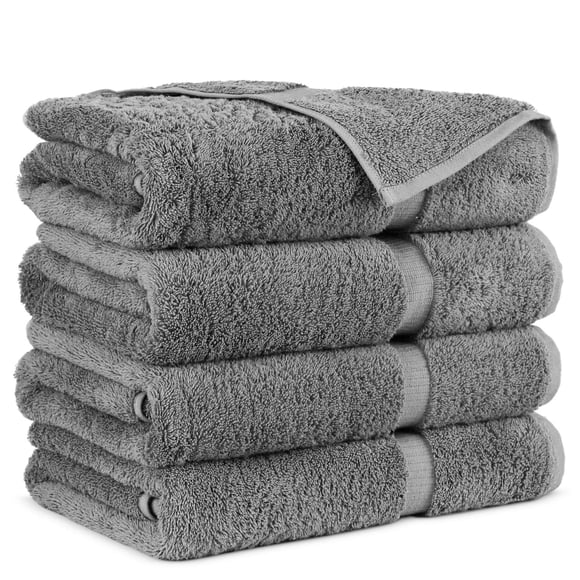 Towel Bazaar Premium Cotton Turkish Bath Towels (4-Piece, Gray)