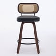 thumbnail image 3 of Set of 4 Counter Height Bar Stools, 26 inch Rattan Counter Height Stools with Cane Back, Upholstered Seat, Craftsmanship, Swivel Counter Stools for Island/Kitchen/Counter/Bar (Black), 3 of 12