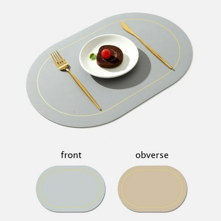 

Two-tone PU Leather Placemat Non-slip Heat Insulation Pad Waterproof Table Mat