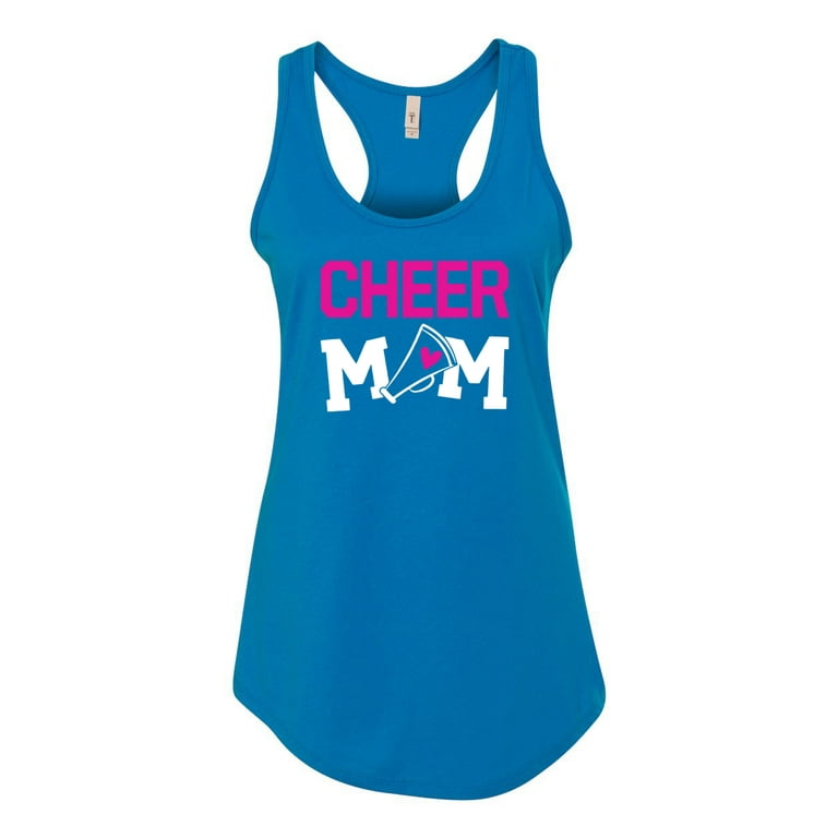 Cheer Mom Kids Super-Fan Love Pink Heart | Womens Sports Jersey Racerback  Tank Top, Turquoise, Small
