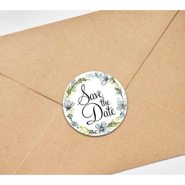 Darling Souvenir 1.6 Inches Round Floral Border Save The Date Stickers Envelope Seals-45 Pcs