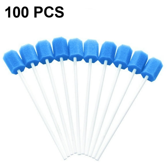 100 Count Unflavored Tooth Cleaning Mouth Swabs - Oral Care Toothette Sponge Swabs