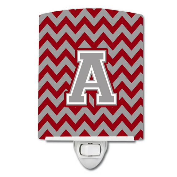 Letter A Chevron Purple and Gold Ceramic Night Light