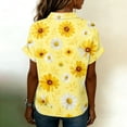 thumbnail image 5 of Women Short Sleeve Button Down Shirt Floral Print Casual Loose Fit Blouse Lightweight Turn Collar Top Yellow L, 5 of 5