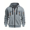 thumbnail image 4 of DDAPJ pyju Mens Zip Up Hoodies Color Block Casual Athletic Jackets Outdoor Cargo Tactical Hoodie Jacket with Multi Pockets Gray XL, 4 of 8