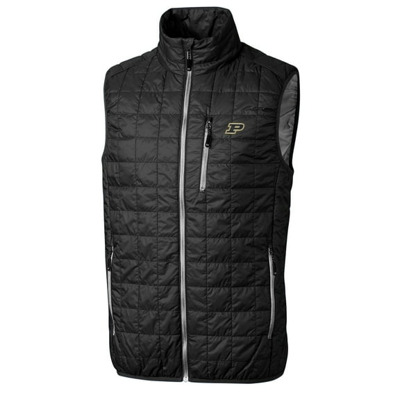 Men's Cutter & Buck Black Purdue Boilermakers Rainier Full-Zip Vest