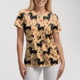 thumbnail image 5 of GEWSEY Cute Scrub Tops Stretchy Short Sleeve V Neck Cartoon Print Pattern Nursing Working Uniform Caregiver Top (Orange, 3XL), 5 of 7