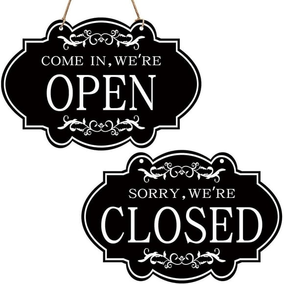 2pcs Open And Closed Business Sign Retro Wooden Stores Hanging Sign Waterproof Double Sided Reversible Business Sign For Coffee Shop Door Window
