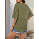 thumbnail image 4 of Blusas de Punto Gofre para Mujer, Moda 2025, Blusas de Patchwork Extragrandes con Cuello Redondo y Mangas 3/4, Verde XL, 4 of 6