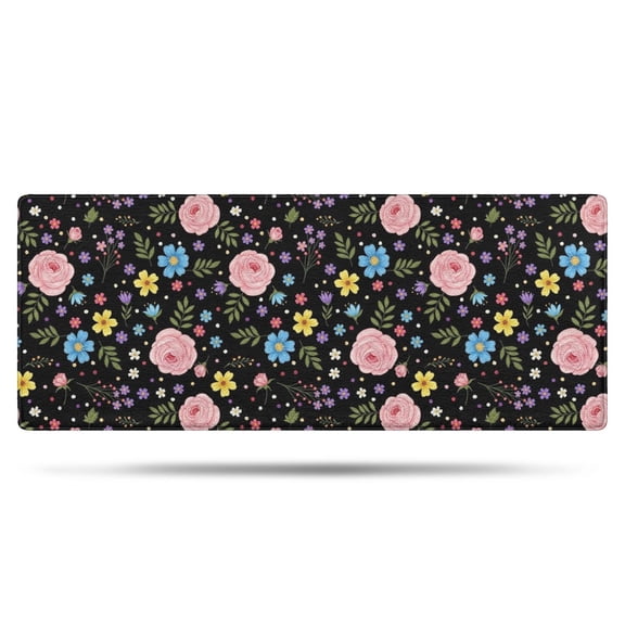 Pioneer Flower Floral Print Pattern Bathroom Rugs Mat, Non Slip Microfiber Bathroom Rug with Rubber Backing, Soft Mats for Bathroom Floor Tub Shower, 24"x60"